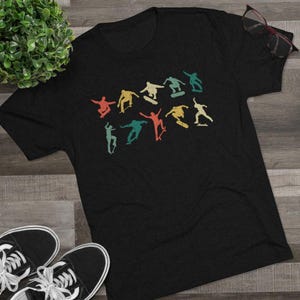 Retro Skateboarder Tri-Blend Tee: Vintage Style Skater Gift