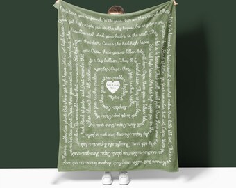 Mother's Day Gift for Her, Sage Green Song Lyric Blanket For Wife or Girlfriend, or Husband for Anniversary