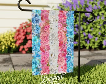 Floral Transgender Pride Garden Flag: LGBTQ+ Home Decor