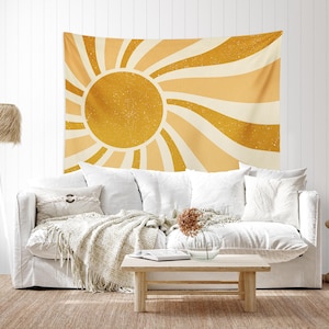 Retro 70s tapestry wall hanging Paper Sun Tapestry Indoor Wall Tapestries Easy Home Decor Dorm Room Decor Brighten Up Any room