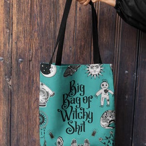 Funny Witchy Tote Bag, Magical Design (Small, Medium, Large, Sturdy Cotton) image 3