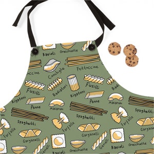 Sage Green Pasta Types Apron: Italian Foodie Gift