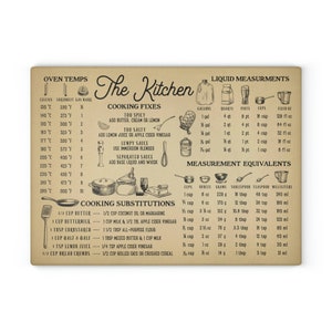 Vintage Style Kitchen Measurements Glass Cutting Board, Unique Vintage Style Housewarming Gift, New Home Owners Gift image 2