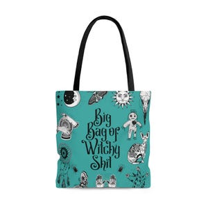 Funny Witchy Tote Bag, Magical Design (Small, Medium, Large, Sturdy Cotton) image 4