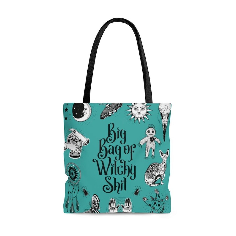 Funny Witchy Tote Bag, Magical Design (Small, Medium, Large, Sturdy Cotton) image 4