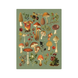 Vintage Mushroom Blanket Sage Green Vintage Mushroom and Fall - Etsy