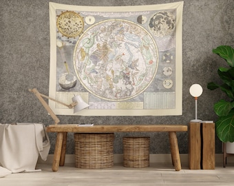 Light Academia Vintage Constellation Tapisserie, ideales Licht Academia ästhetischer Wandbehang, Bürodekor, Tierkreis über Bett-Dekor