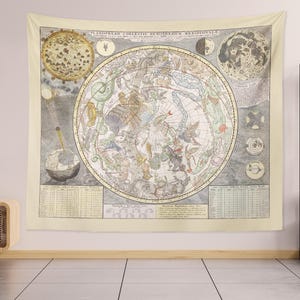 Light Academia Vintage Constellation Tapestry, Ideal Light Academia Aesthetic Wall Hanging, Office Decor, Zodiac Above Bed Decor image 5