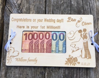Personalisierte Birkenholz Hochzeit Geldgeschenk Box