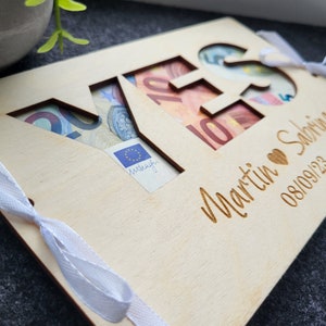 Regalo di nozze personalizzato. Scatola regalo in legno per denaro. Busta regalo per denaro. Idea regalo per denaro. Biglietto regalo in legno per denaro, contanti.