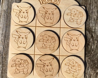 Tic Tac Toe Board/wood lawn games,Large Tic Tac Toe Board/Wood TicTac Toe Board/Wedding Games/Yard Games,Pokemon  style