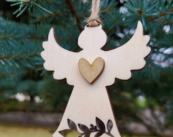 Laser geschnittene Holzengel Ornament: Weihnachtsbaum Dekoration