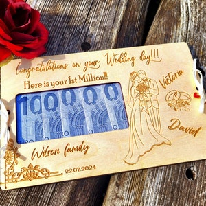 Gepersonaliseerd huwelijkscadeau. Houten geldgeschenkdoos. Geld cadeau envelop. Geld cadeau-idee. Houten cadeaubon, geld, contant. Origineel cadeau, eco