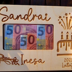 Caja de regalo de dinero de madera personalizada Caja de regalo de cumpleaños para vacaciones en efectivo con la opción de personalizar Sobre de regalo en efectivo personalizado Idea de regalo.