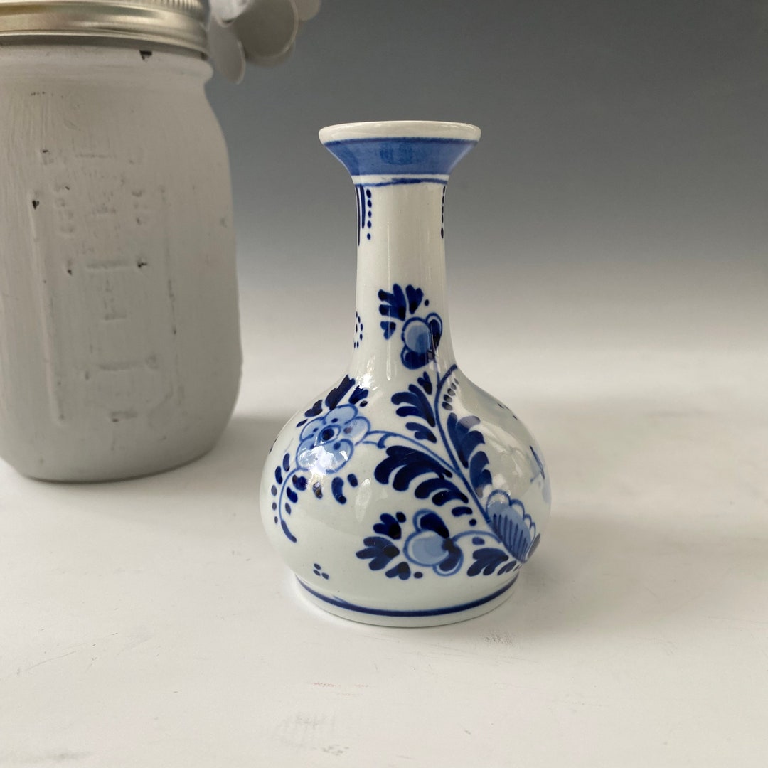 Koninklijke Porceleyne Fles Delft Pottery Mini Vase Blue Etsy