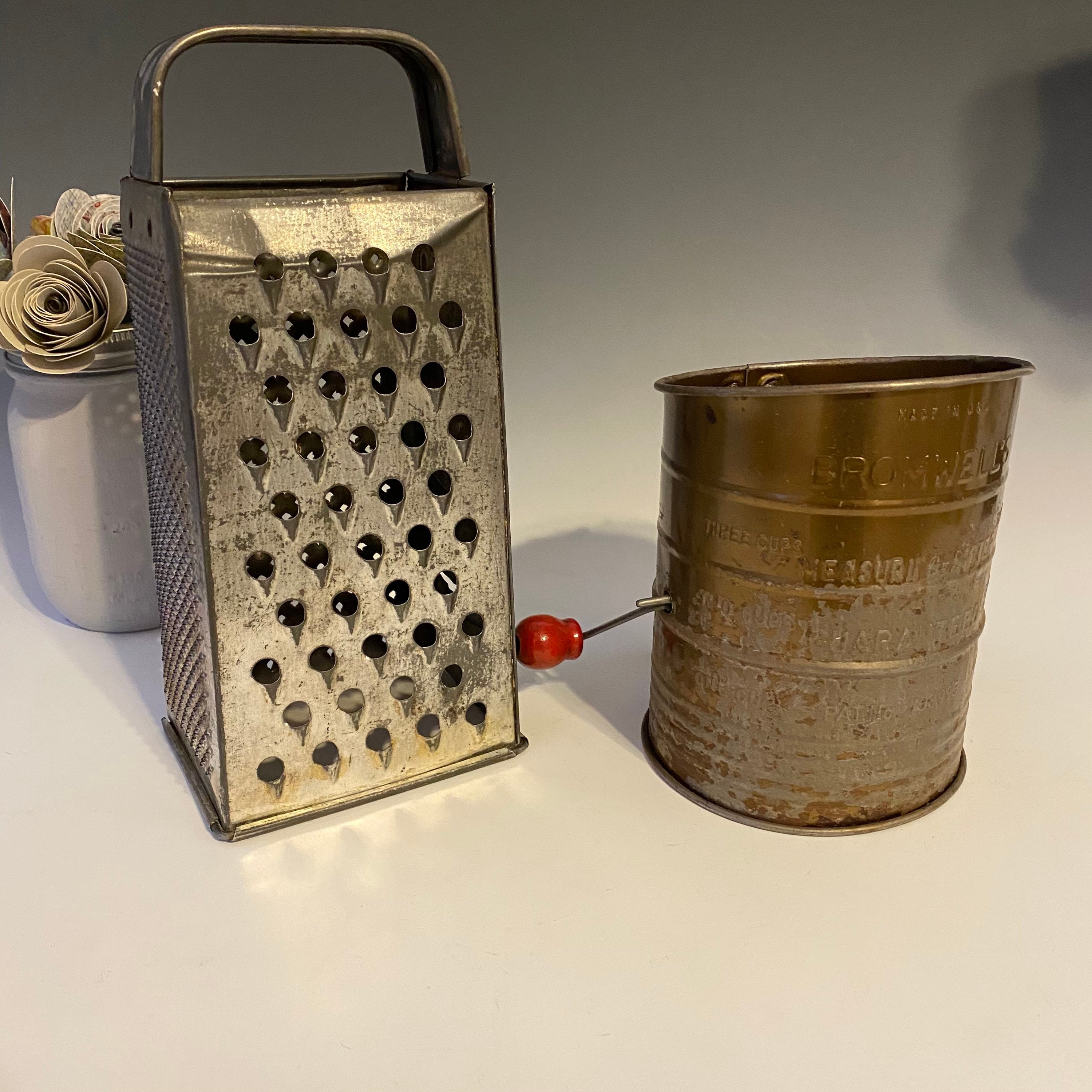 Vintage Bromco Rustic 4 Sided Cheese Grater Metal Shredder Kitchen