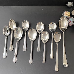 Silverplate Serving Spoons, Vintage Antique Silver Serving Spoons, Silverplate Slotted Serving Spoon