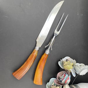 Bakelite Handled Stainless Steel Knife Carving Set, Bakelite Handled Stainless Steel Meat Fork