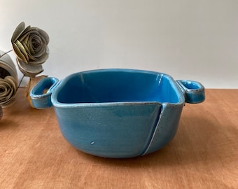Ceramiche Alpha Made in Italy Rustikale glasierte Blaue Keramikschale | Italienische Keramik Blue Art Pottery Schüssel | Italienische Türkis Blaubeer Schale