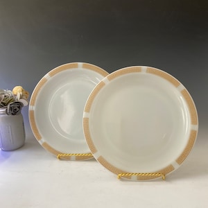 Set of 2 Anchor Hocking Placesetters Collection White Milk Glass Plates Athena | Vintage White Milk Glass Plates | MCM plates
