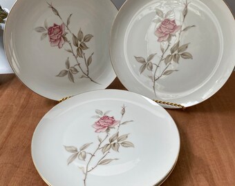 S/4 Yamato Fine China Japan Lady Rose Dinner Plates | Rose Dinner