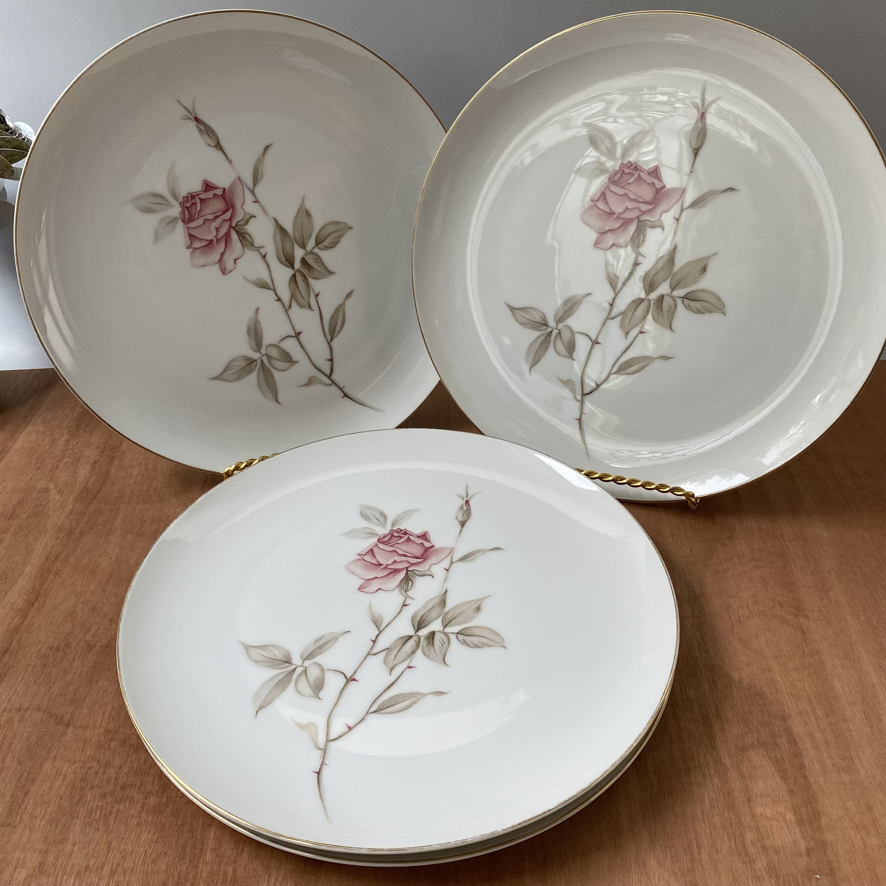 S/4 Yamato Fine China Japan Lady Rose Dinner Plates | Rose Dinner