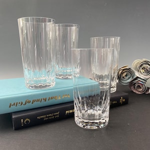Cut Crystal Highball Tumblers, Tall Highball Collins Crystal Glasses