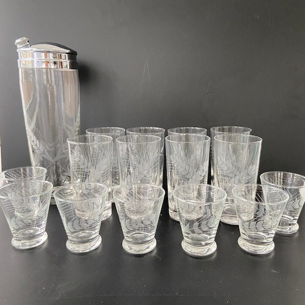 Crystal Etched Glass Wheat Pattern Etsy