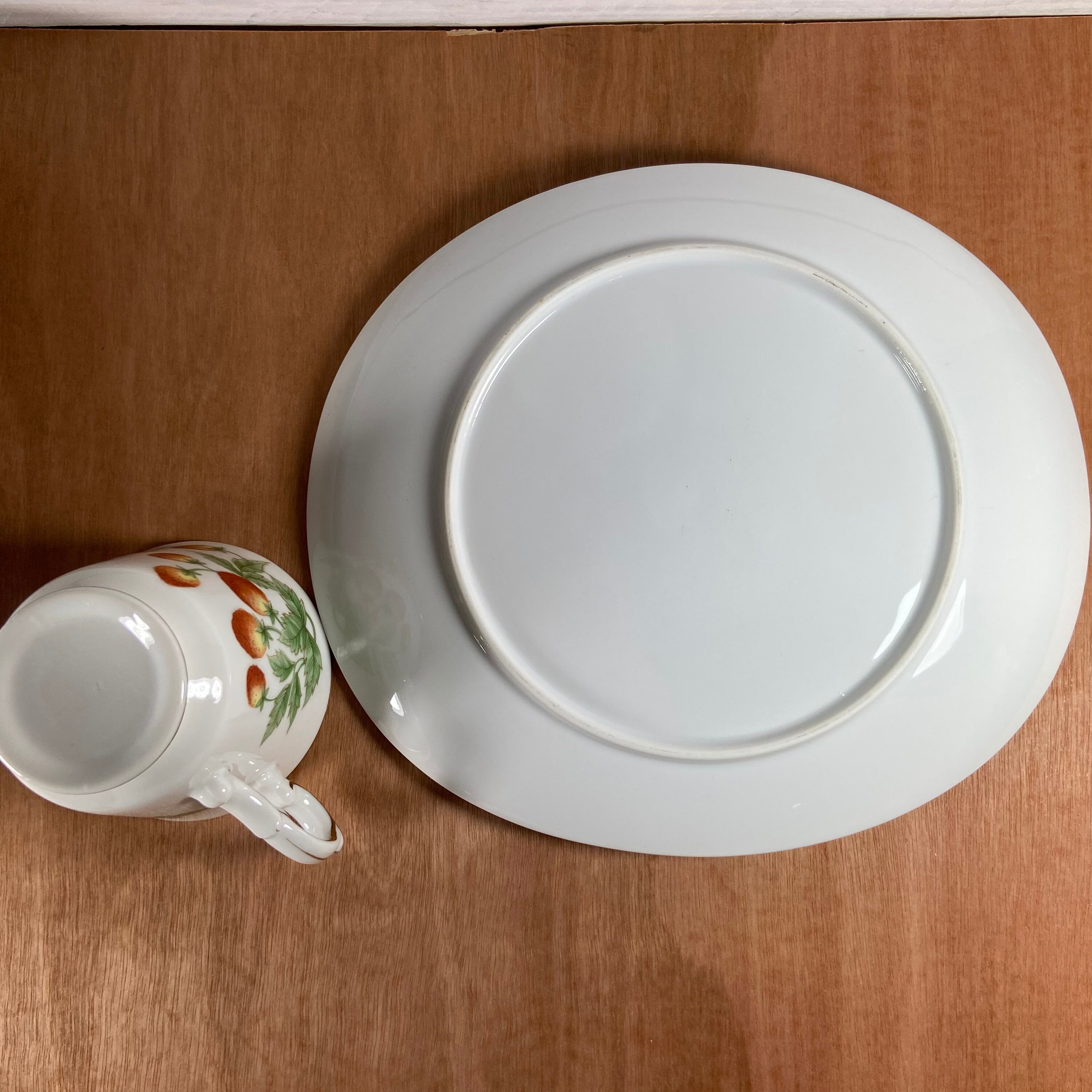 Strawberry Snack Plates With Cups Strawberry Porcelain Plate Etsy