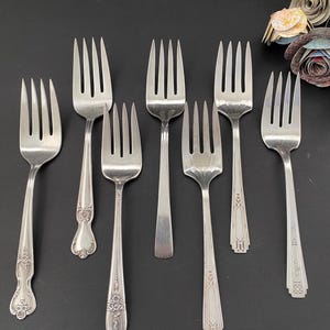 Silverplate Large Serving Forks, Vintage Antique Silver Plated Meat Serving Fork, Vintage Silver Serveware Flatwate Cutlery Forks