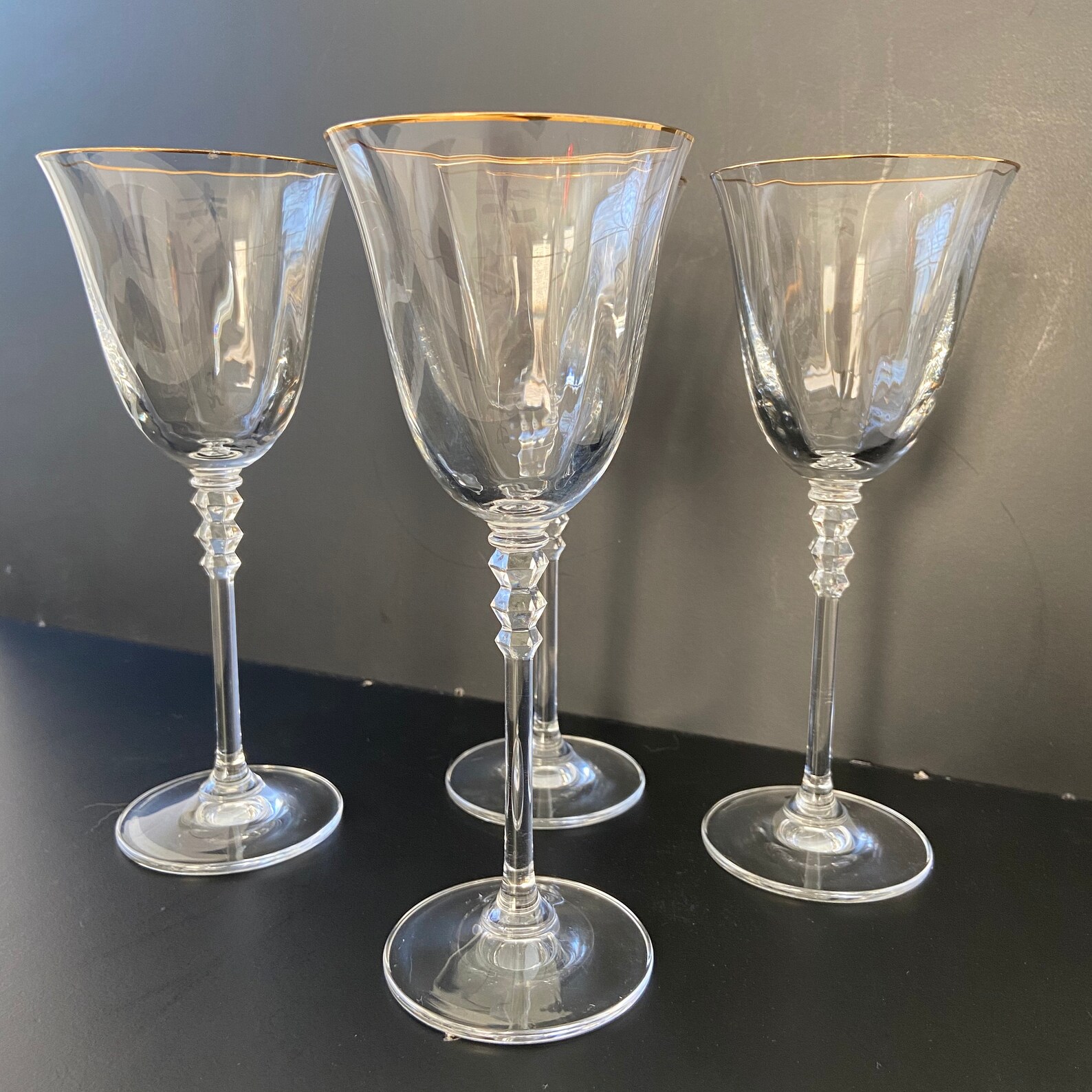 Mikasa Sonata Gold Rim Wine Glasses Optic Wine Water Goblets Etsy