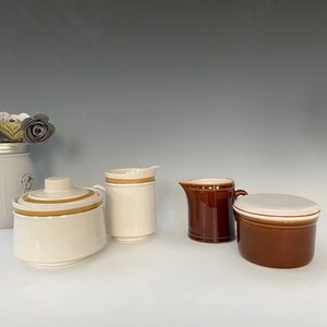 Vintage Stoneware Japan Creamer & Sugar Bowl with Lid, Your Choice | Brown Tan Stoneware Sugar Bowl and Creamer | Pebble Stone