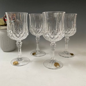 Cristal D&#39;Arques France Longchamp Wine Water New in Box, Vintage 24% Lead Crystal Wine Glasses