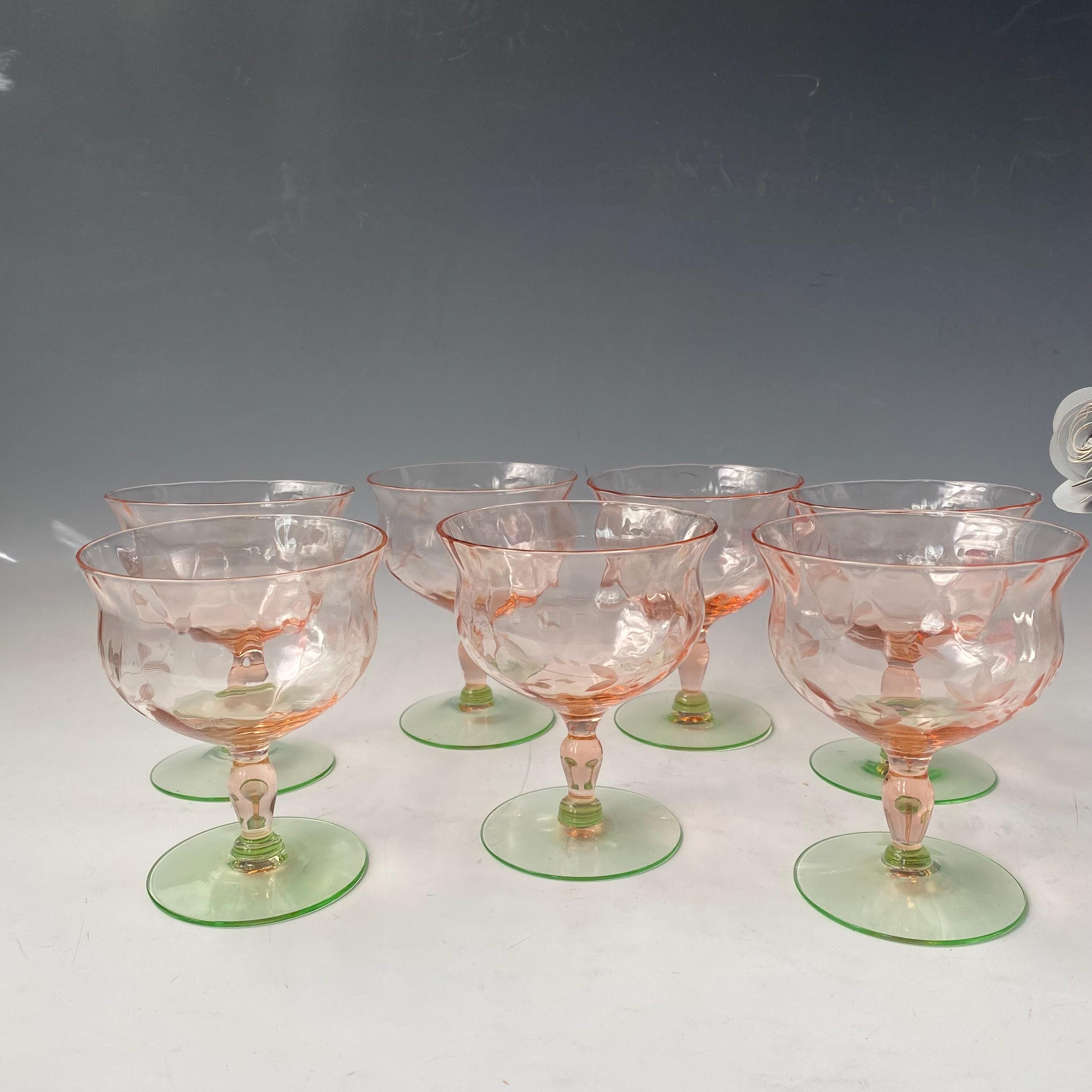 Weston Watermelon Pink Green Cocktail Glasses, Weston 3345-11
