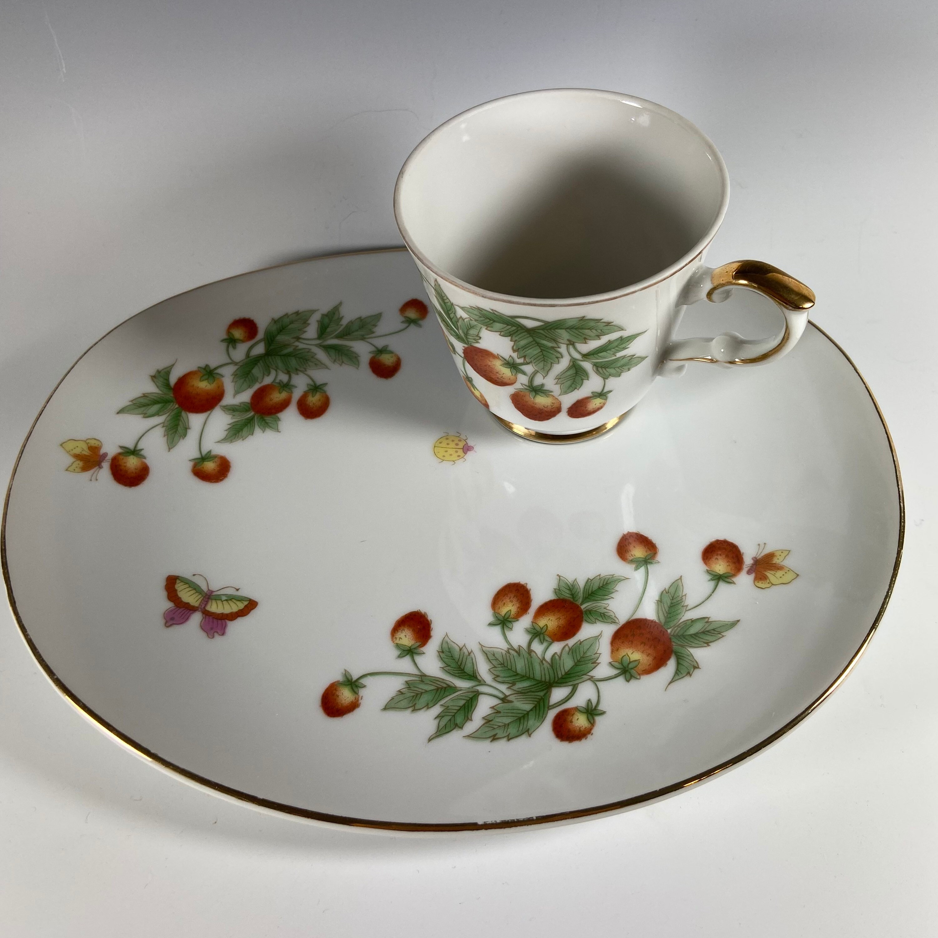 Strawberry Snack Plates With Cups Strawberry Porcelain Plate Etsy UK