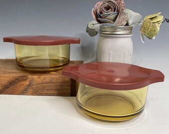 Dynaware Pyr-o-rey Amber Casserole with Lid, Vintage Amber Glass Casserole Lidded Bowl, Vitrocrisa Amber Bowl, Amber Bowl with Lid