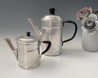 Vintage Aluminum Hot Milk, Hot Water, Tea Pot Italian Style