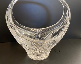 European Hand Cut Lead Crystal Basket, Crystal Candy Nut Basket