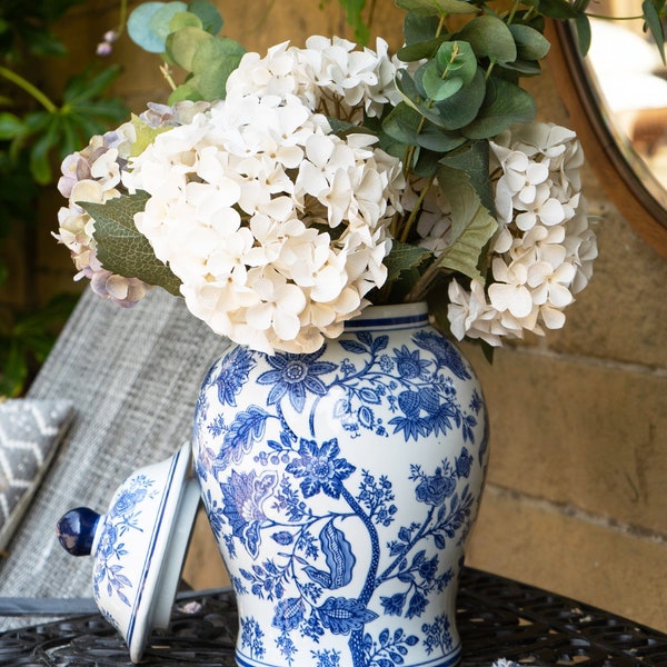 Grand Oriental Blue & White Ginger Jar - Luxurious Chinoiserie Statement Piece