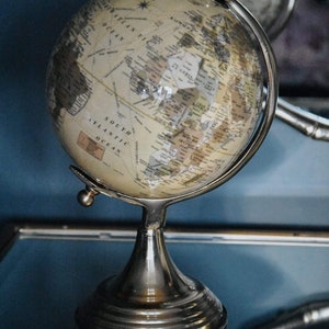 Large Globe on Metal Stand Cream and Gold