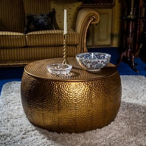 Hammered Gold Coffee Table with Removable Lid