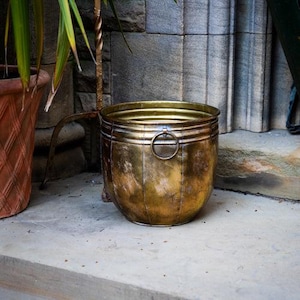Antique Gold Large Metal Planter