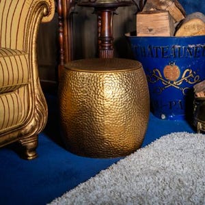Hammered Gold Side Table with Removable Lid