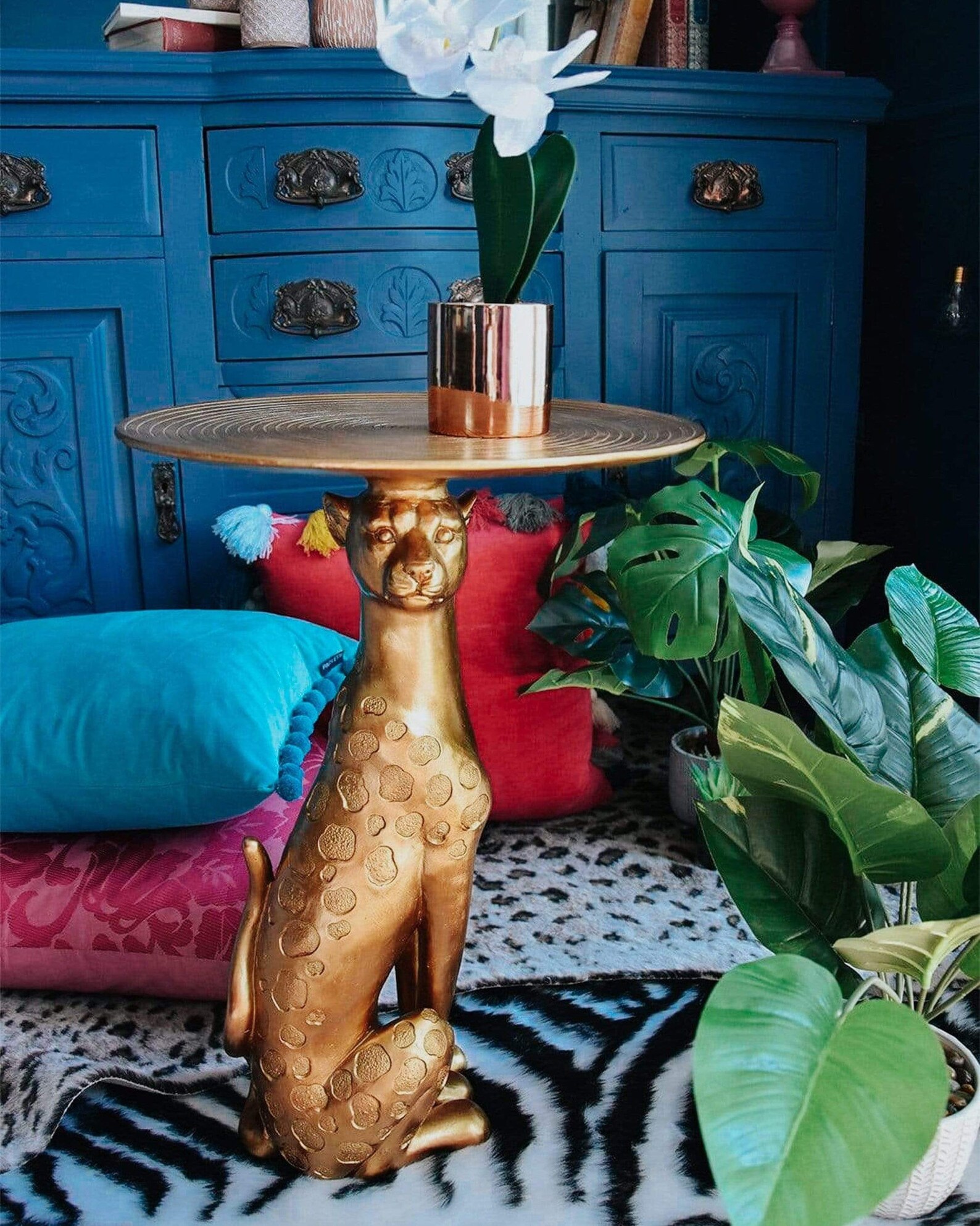 Gold Leopard Side Table Etsy UK