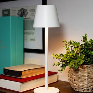 Modern White LED Touch Lamp - Minimalist Rechargeable Table Lamp