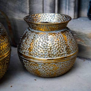 Small Antique Gold Rounded Vase