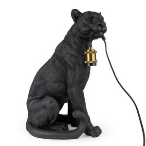 Black Leopard Resin Lamp Base