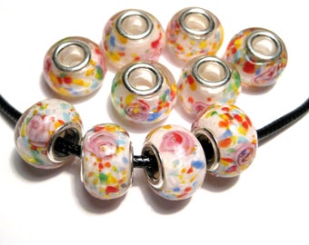 Fits all Designer and European Charm Bracelets* Beautiful Purple Lavender Facet Bead-Faceted Murano glass Bead 925 CORE