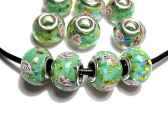 Fits all Designer and European Charm Bracelets* Beautiful Purple Lavender Facet Bead-Faceted Murano glass Bead 925 CORE