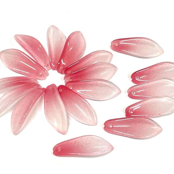 20pcs of Pink Gradient Chrysanthemum Flower Petals Glass Beads (No.FLCH5-1179A)